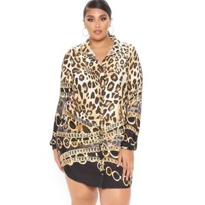 FASHION NOVA Keep Me Tame Leopard Mini Dress